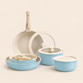 Blue Aluminum Cooking Set with Removable Handle, 7 Piece