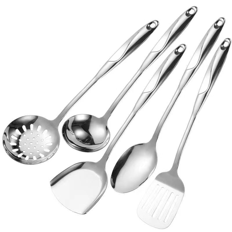 Stainless Steel Cooking Utensil Set with Hanging Handles, 6 Piece