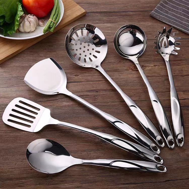 Stainless Steel Cooking Utensil Set with Hanging Handles, 6 Piece