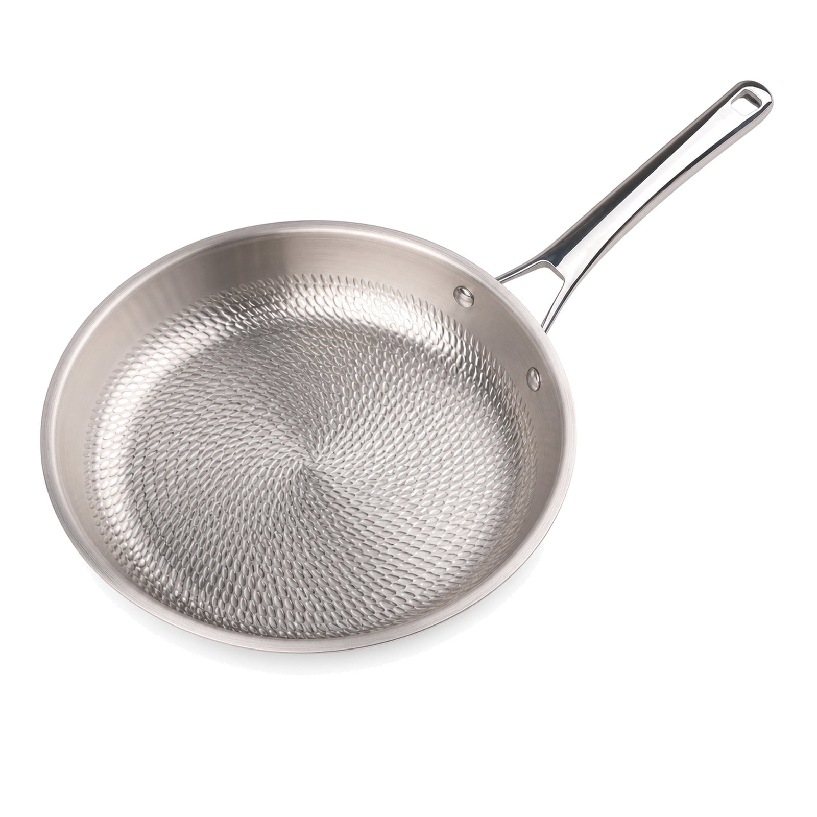 24 Inch Stainless Steel Hammered Frying Pan with Metal Handle