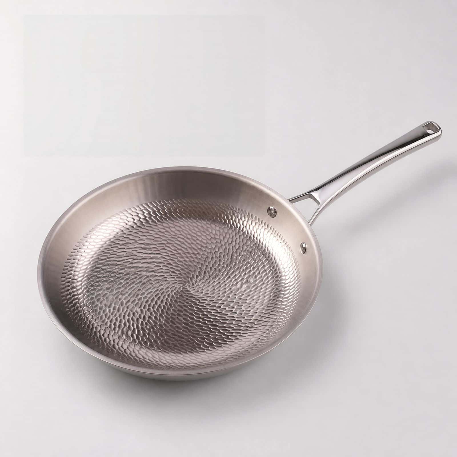 24 Inch Stainless Steel Hammered Frying Pan with Metal Handle