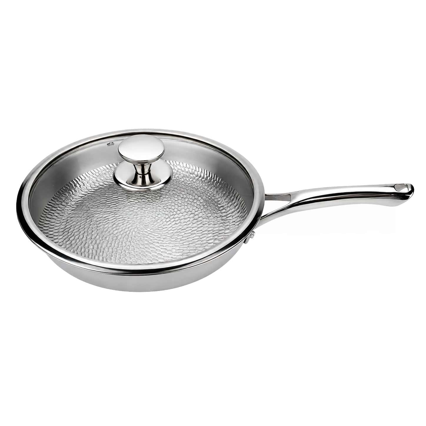 24 Inch Stainless Steel Hammered Frying Pan with Metal Handle