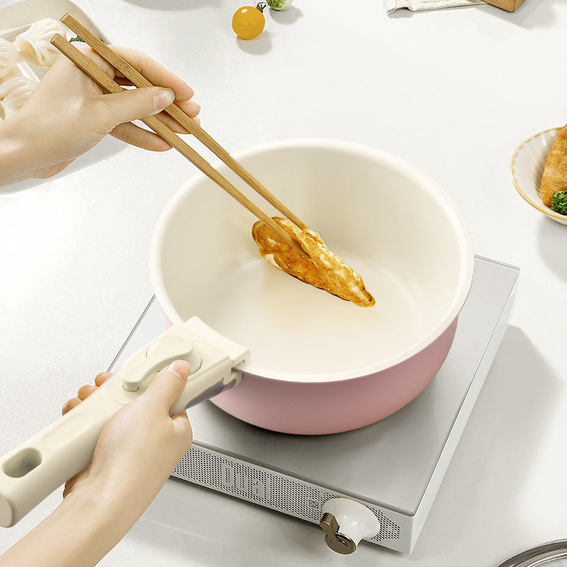 Pink Aluminum Cookware Set with Removable Handle, 7 Piece