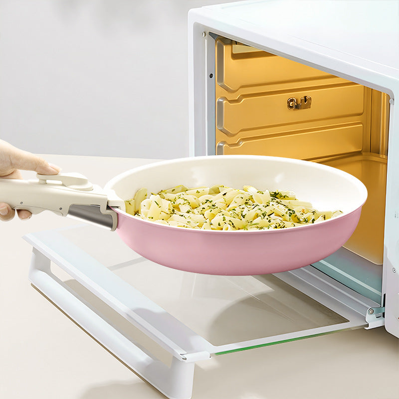 Pink Aluminum Cookware Set with Removable Handle, 7 Piece