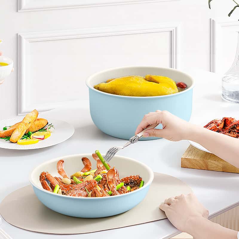 Blue Aluminum Cooking Set with Removable Handle, 7 Piece