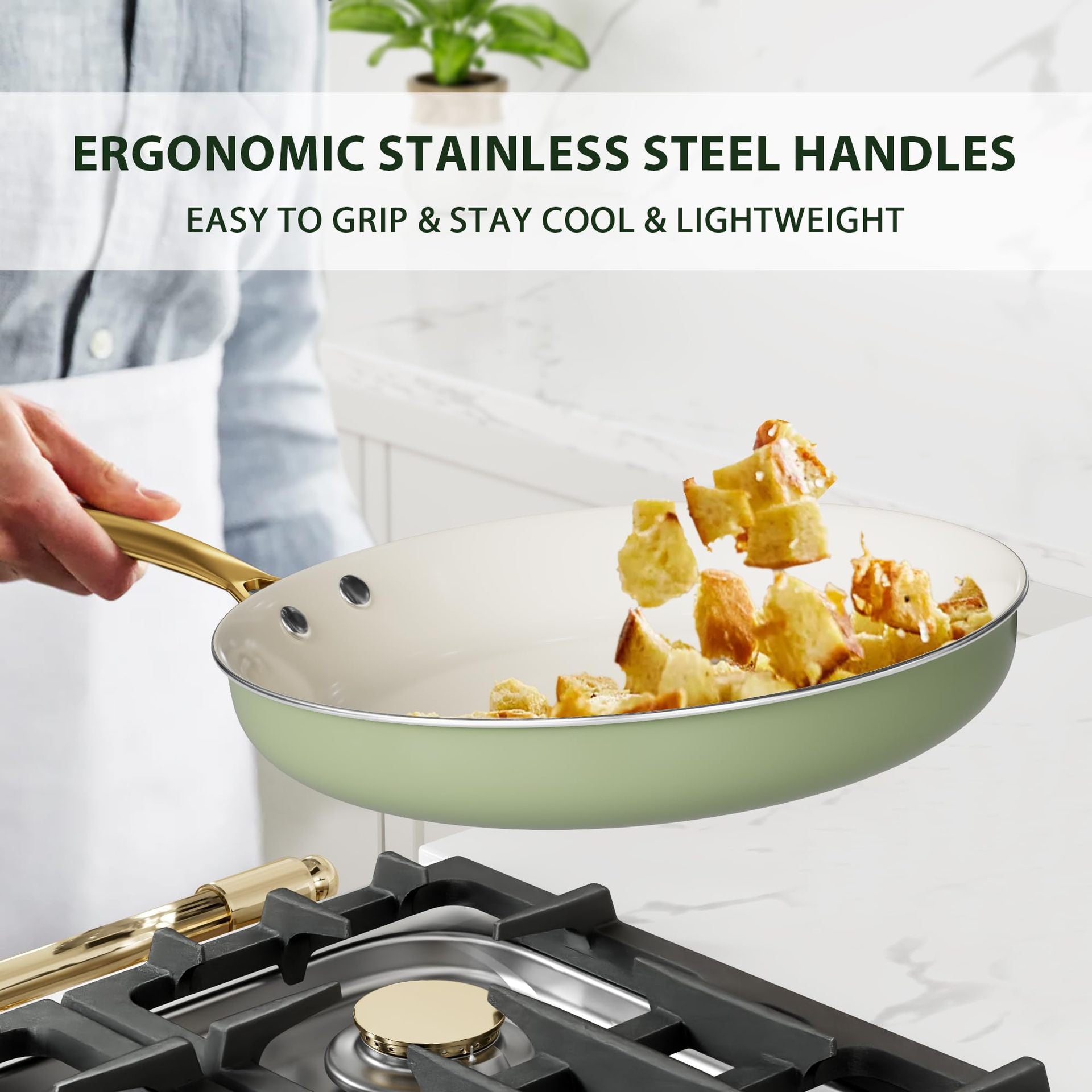 16-Piece Ceramic Nonstick Cookware Set with Lids & Utensils